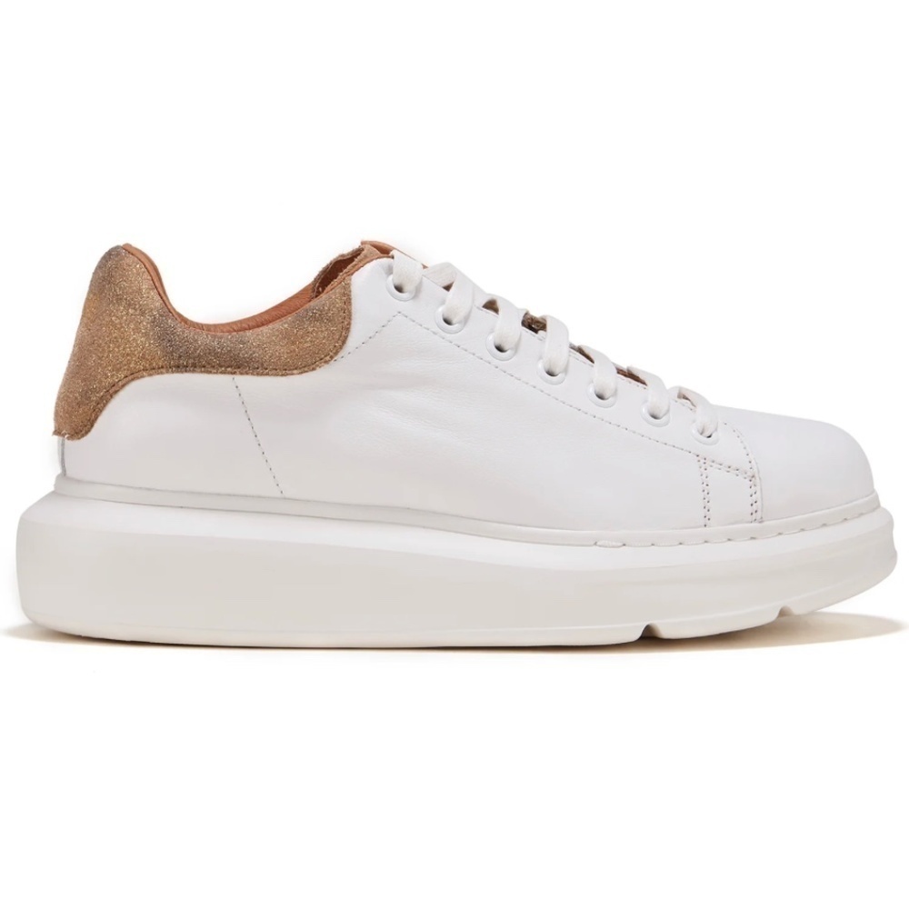 Australia Luxe Leen White/Antique Gold Sneakers with Shearling Lining Sz 9 - NWT - Picture 4 of 5